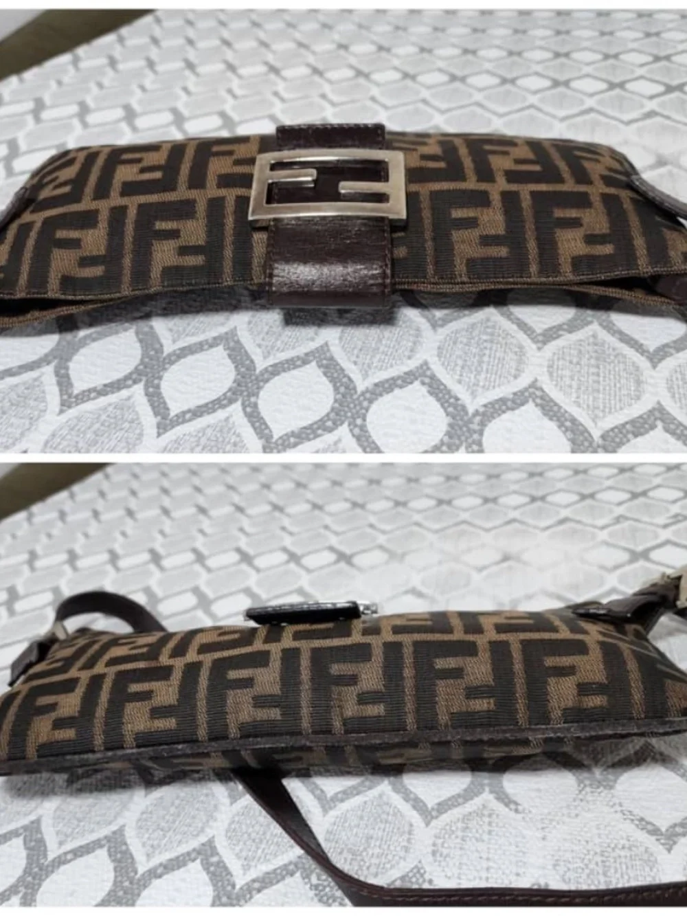 Authentic FENDI Zucca Shoulder Bag Brown